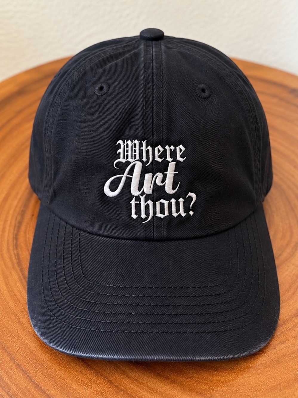 Shakespeare “Where Art Thou?” Embroidered Baseball Cap Gothic Streetwear Black